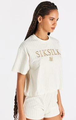 SikSilk Ecru Stripe T-Shirt