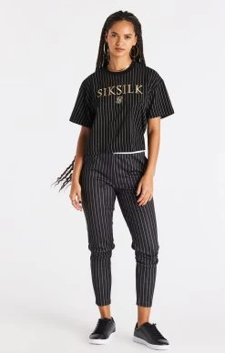 SikSilk Black Pinstripe T-Shirt -Style Zone Shop SSW 3774 3 84cbe940 9c47 4b18 825a 348d966e9068
