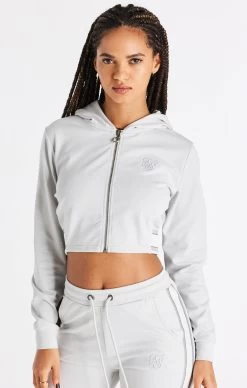 SikSilk Elevate Cropped Hoodie - Light Grey
