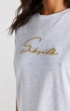 SikSilk Grey Marl Signature Boyfriend T-Shirt -Style Zone Shop SSW 3811 2 d4d38155 762e 43ed bddf 94552a337180