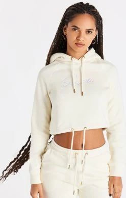 SikSilk Ecru Cropped Hoodie