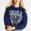 SikSilk Navy Varsity Oversize Sweatshirt