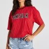SikSilk Red Baseball Stripe T-Shirt 1 SikSilk Red Baseball Stripe T-Shirt -Style Zone Shop SSW 3925 1A