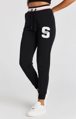 SikSilk Black Varsity Logo Jogger