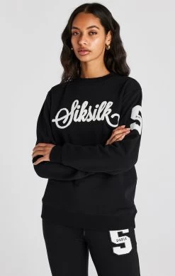 SikSilk Black Varsity Logo Sweatshirt