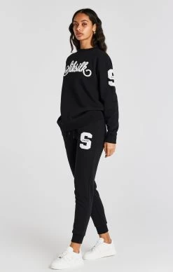 SikSilk Black Varsity Logo Sweatshirt -Style Zone Shop SSW 3932 3
