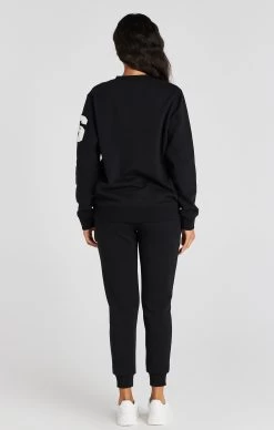 SikSilk Black Varsity Logo Sweatshirt -Style Zone Shop SSW 3932 5