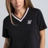 SikSilk Black Varsity V-Neck Crop T-Shirt -Style Zone Shop SSW 3933 1 0411f119 3146 4acf 8fb4 5b10bebe0351