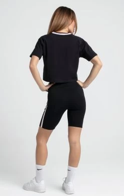 SikSilk Black Varsity V-Neck Crop T-Shirt -Style Zone Shop SSW 3933 5 b6d68535 45c9 4946 8b40 09405b278fcb