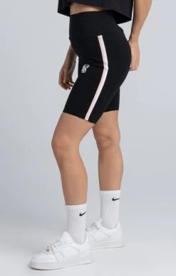 SikSilk Black Varsity Tape Cycle Short