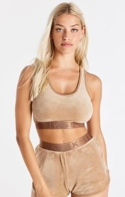 SikSilk Gold Velour Square Neck Bralette