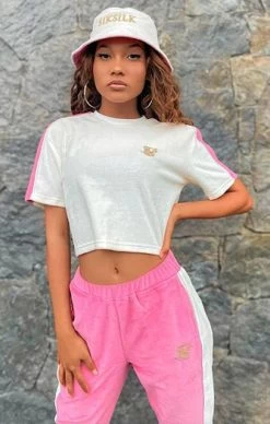 SikSilk Ecru Velour Crop T-Shirt