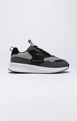 SikSilk Black Mesh Running Trainer With Overlays