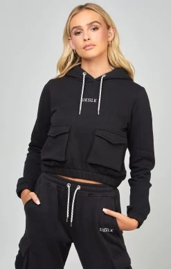 SikSilk Black Cargo Pocket Hoodie