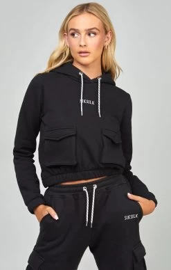 SikSilk Black Cargo Pocket Hoodie -Style Zone Shop SSW 4157 4