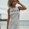 SikSilk Ecru Basketball Pinstripe Dress