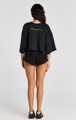 SikSilk Black Crop Retro Football Jersey -Style Zone Shop SSW 4209 5