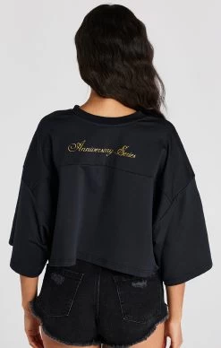 SikSilk Black Crop Retro Football Jersey -Style Zone Shop SSW 4209 6