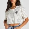 SikSilk Ecru Crop Baseball Jersey -Style Zone Shop SSW 4212 1A