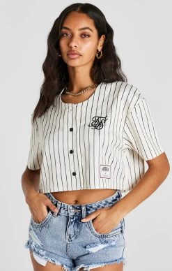 SikSilk Ecru Crop Baseball Jersey