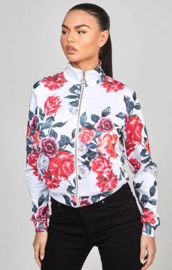 SikSilk Ecru Floral Track Top