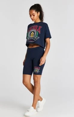 SikSilk Navy Crop Varsity T-Shirt -Style Zone Shop SSW 4408 3