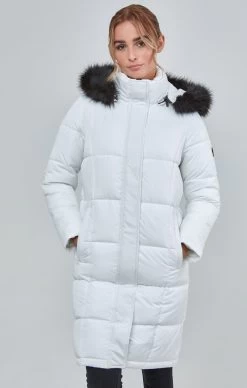 SikSilk White Longline Padded Parka