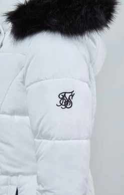 SikSilk White Longline Padded Parka -Style Zone Shop SSW 4581 3 ad9d2db7 d4db 4fbf a6ea 055a7431194c