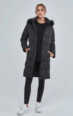 SikSilk Black Longline Padded Parka
