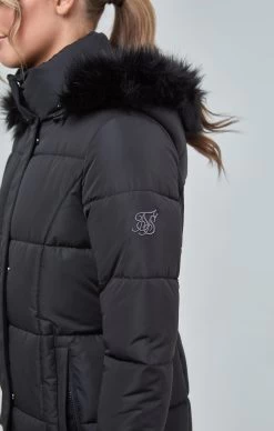 SikSilk Black Longline Padded Parka -Style Zone Shop SSW 4583 3 cc9f7d62 6ff7 467b 86c3 528b63d8d4c2