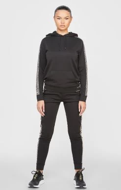 SikSilk Black Leopard Print Panelled Hoodie -Style Zone Shop SSW 4586 3