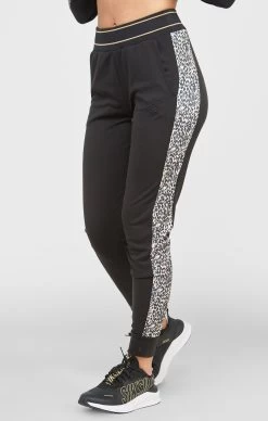 SikSilk Black Leopard Print Panelled Track Pant