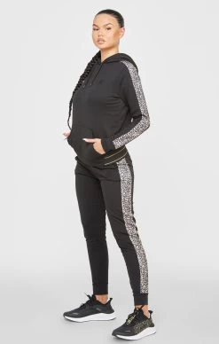 SikSilk Black Leopard Print Panelled Track Pant -Style Zone Shop SSW 4587 3