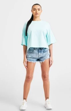 SikSilk Aqua Branded Crop T-Shirt -Style Zone Shop SSW 4778 3