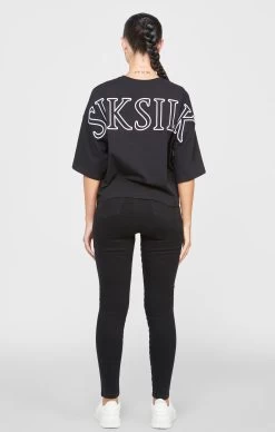 SikSilk Black Branded Crop T-Shirt -Style Zone Shop SSW 4780 5
