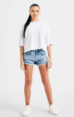 SikSilk White Branded Crop T-Shirt Rainbow -Style Zone Shop SSW 4781 3