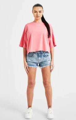 SikSilk Pink Repeat Logo T-Shirt -Style Zone Shop SSW 4787 3