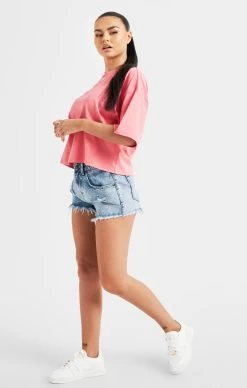 SikSilk Pink Repeat Logo T-Shirt -Style Zone Shop SSW 4787 4