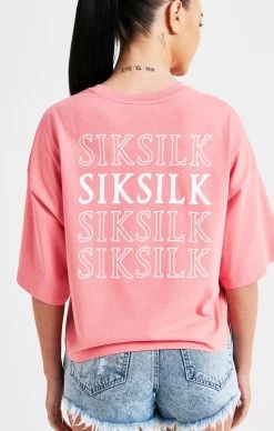 SikSilk Pink Repeat Logo T-Shirt -Style Zone Shop SSW 4787 6