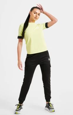 SikSilk Yellow Taped Crop T-Shirt -Style Zone Shop SSW 4831 4
