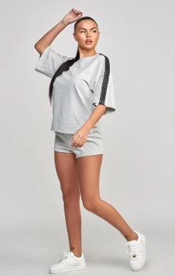 SikSilk Grey Taped Crop T-Shirt -Style Zone Shop SSW 4832 4