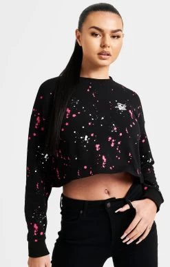SikSilk Black Paint Splatter Sweatshirt