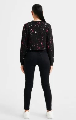 SikSilk Black Paint Splatter Sweatshirt -Style Zone Shop SSW 4834 5