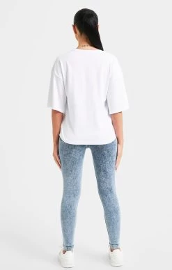 SikSilk White Sparkle Boxy Crop T-Shirt -Style Zone Shop SSW 4838 5