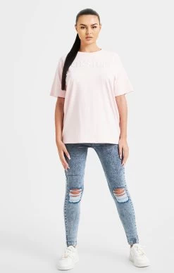 SikSilk Pink Embroidered Boyfriend T-Shirt -Style Zone Shop SSW 4839 3