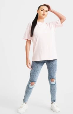 SikSilk Pink Embroidered Boyfriend T-Shirt -Style Zone Shop SSW 4839 4
