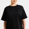 SikSilk Black Embroidered Boyfriend T-Shirt