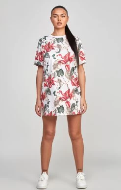 SikSilk Multi Retro Tropics Print T-Shirt Dress -Style Zone Shop SSW 4896 3