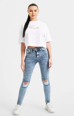 SikSilk White Signature Crop Tee -Style Zone Shop SSW 4899 3