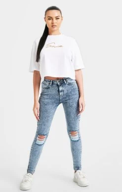 SikSilk White Signature Crop Tee -Style Zone Shop SSW 4899 4
